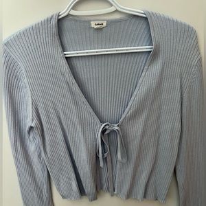 Garage front tie ribbed cardigan size medium